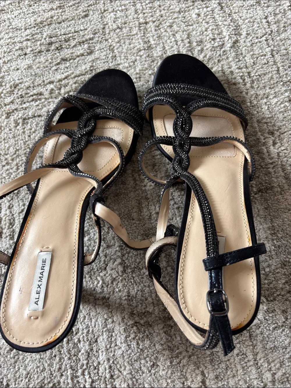 Alex Marie Black Braided Strap Sandals